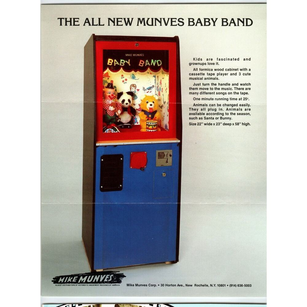 Mike Munves Baby Band Arcade FLYER Original Mechanical Game Vintage Promo Art